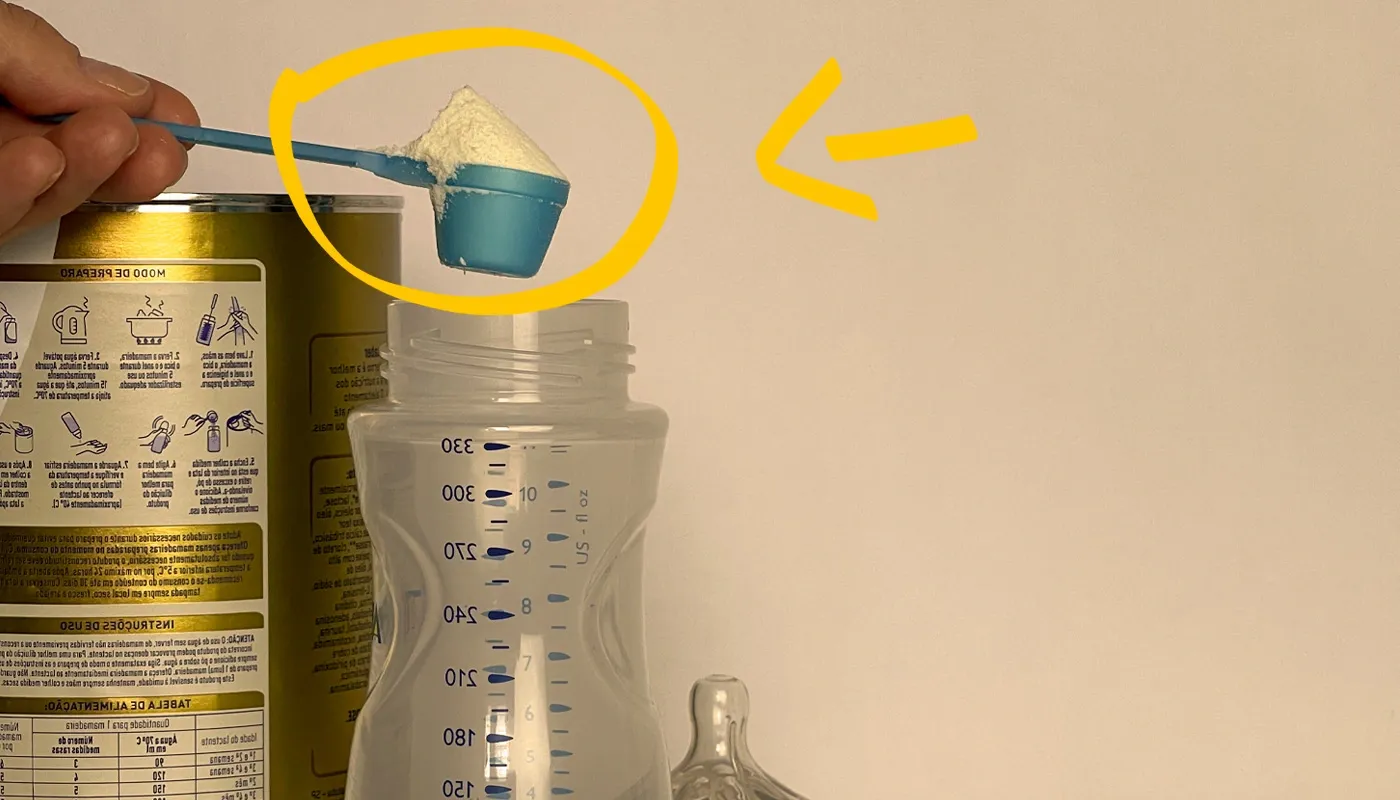Erro na preparação da fórmula com a colher medidora