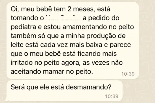 Mensagem recebida whatsapp dracrispissinato bebe 2 meses peito e formula desmamando old tratada